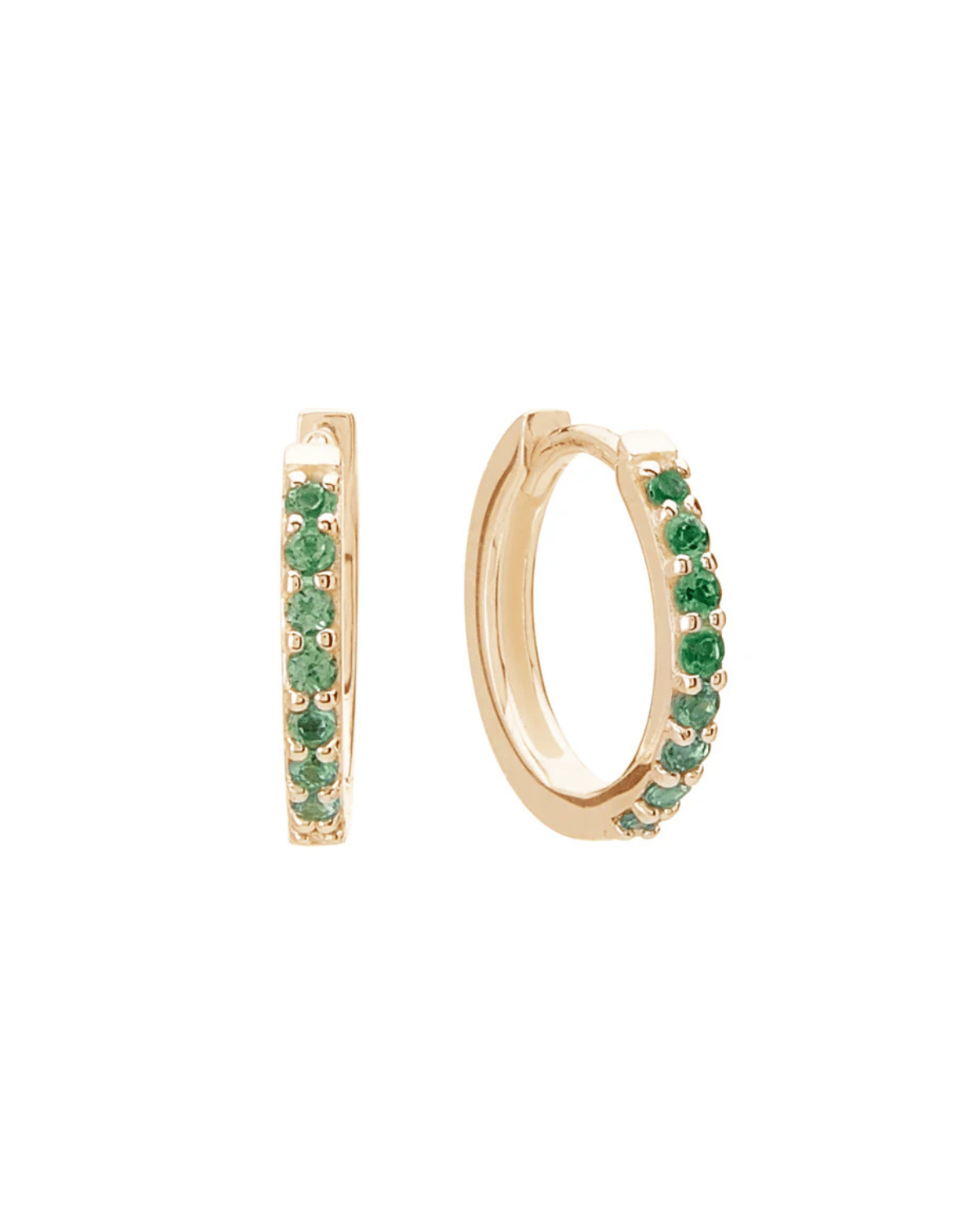 13mm Gold Huggies - Green Quartz by Murkani
