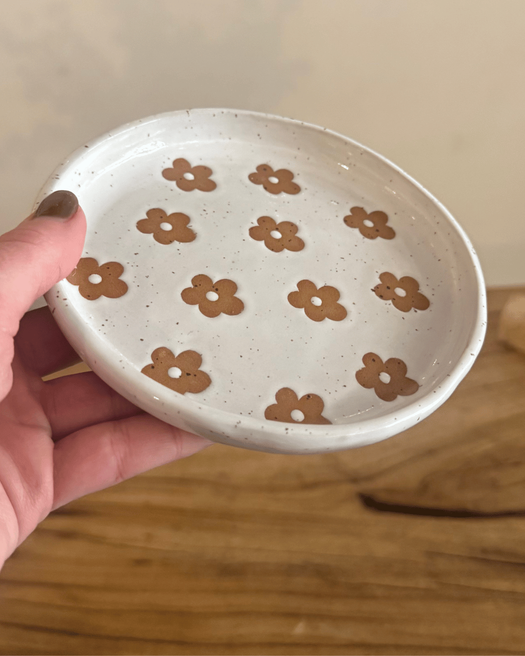 Flower Trinket Plate - White