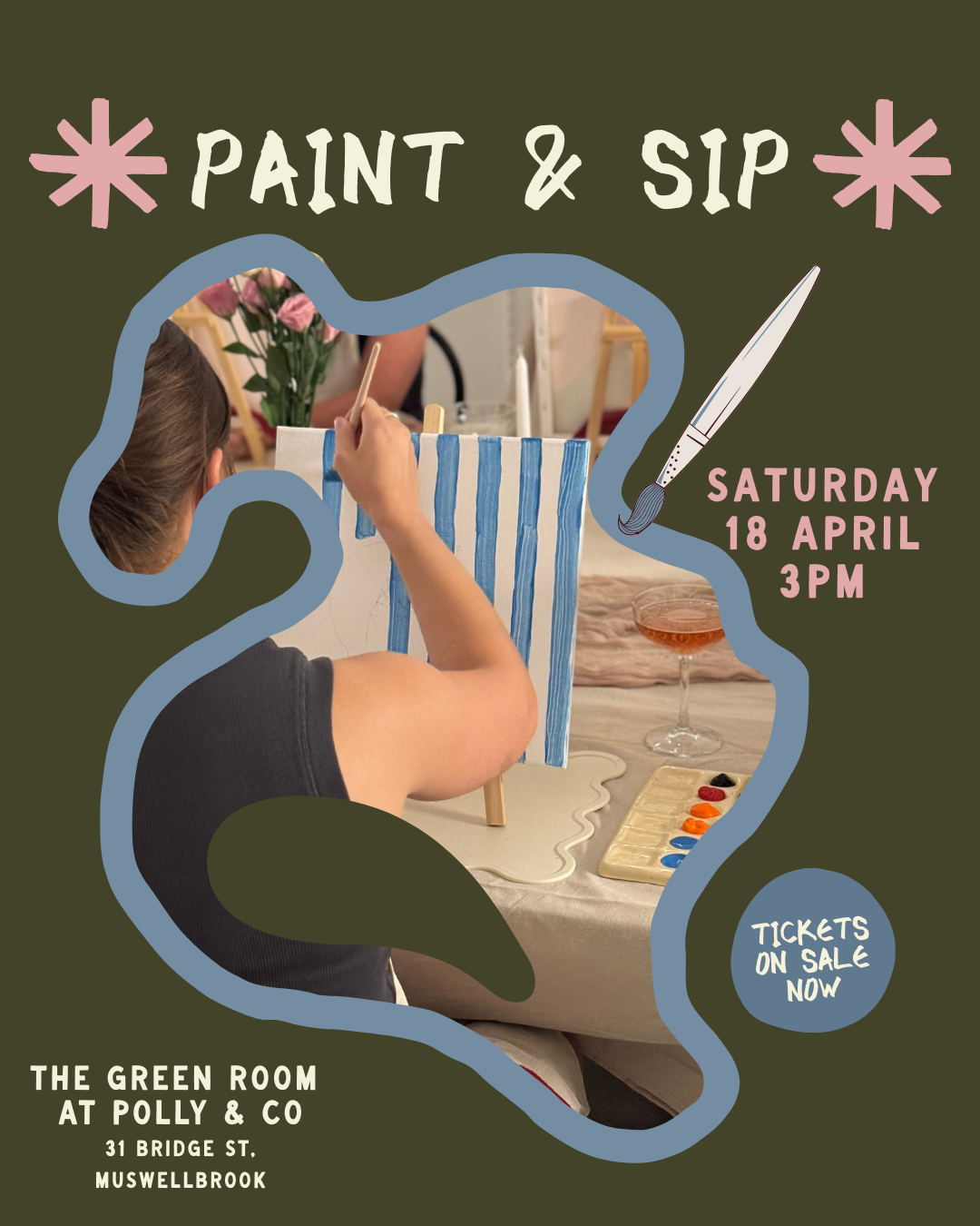 EVENT TICKET: Paint + Sip / Saturday 18th April @ 3pm