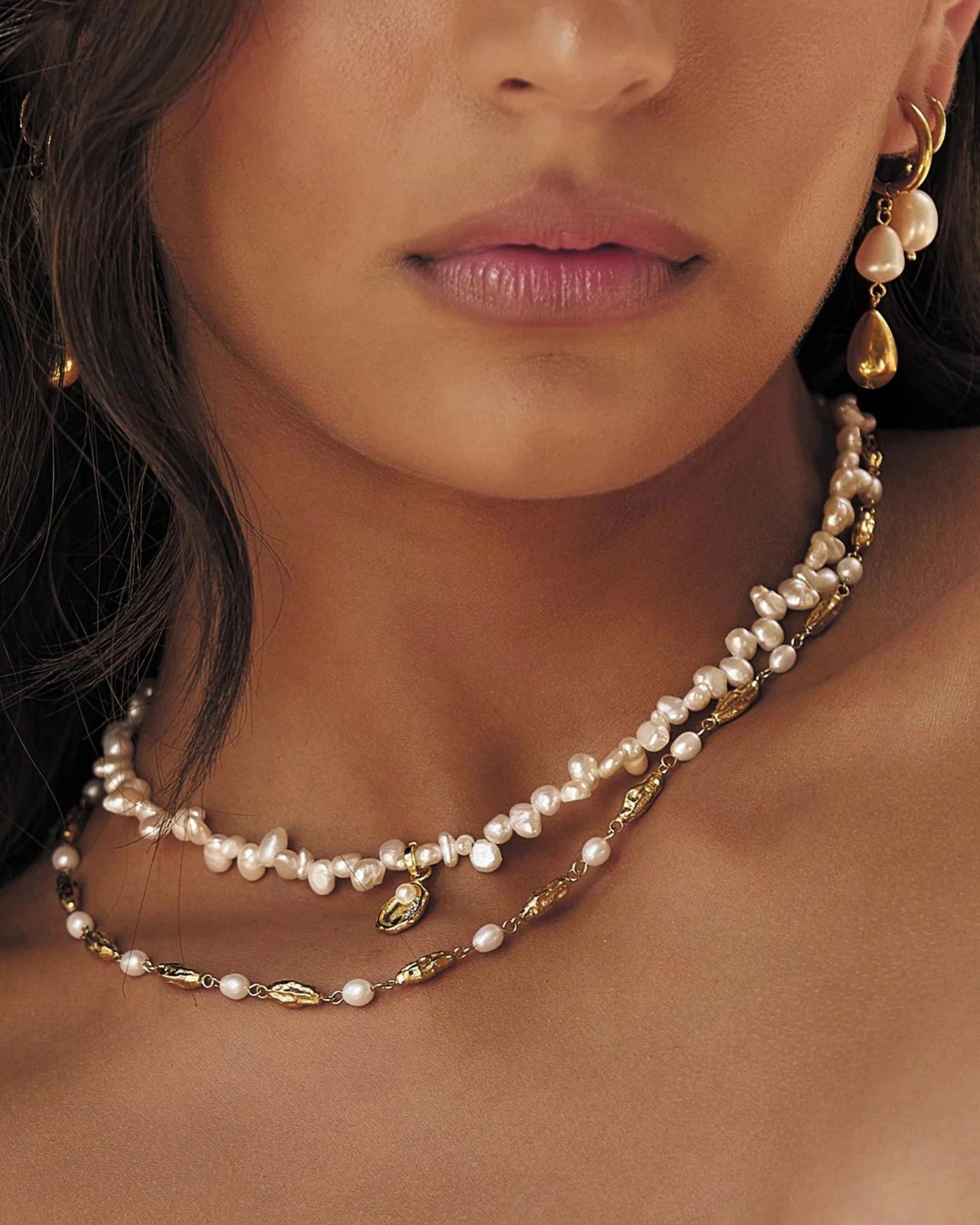 Mimi Pearl and Gold Necklace by Arms of Eve 🐚