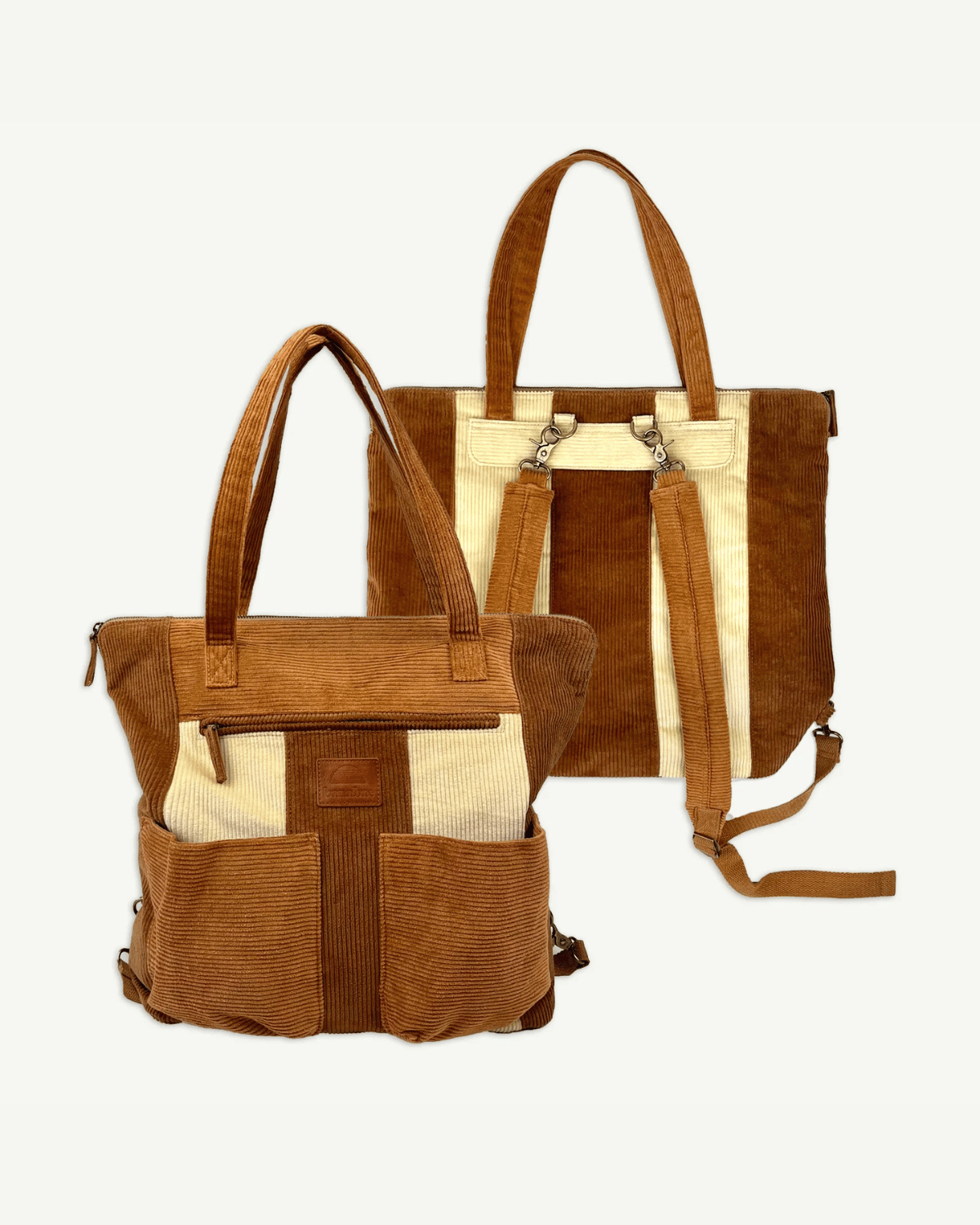 Corduroy Spliced Convertible Backpack Nappy Bag - Adults