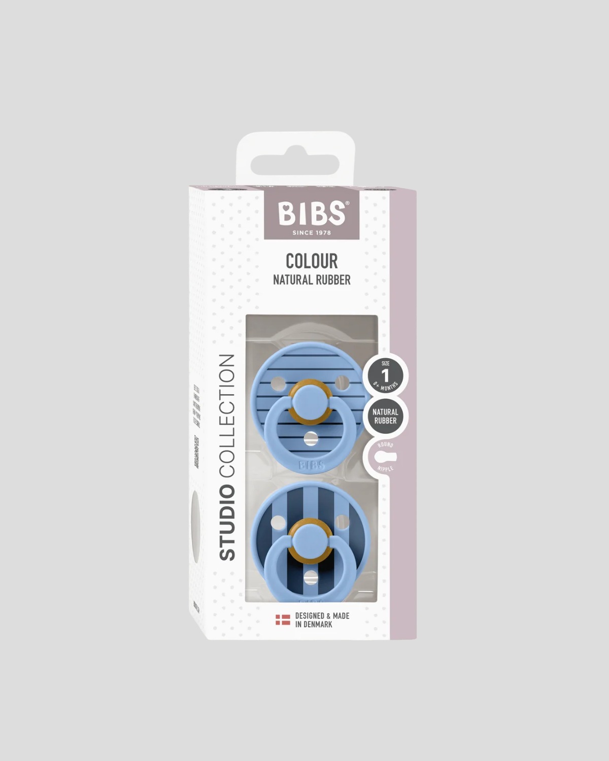 BIBS Dummies ❘ Studio Pin Sky Blue Mix - Round, Latex (2pk)