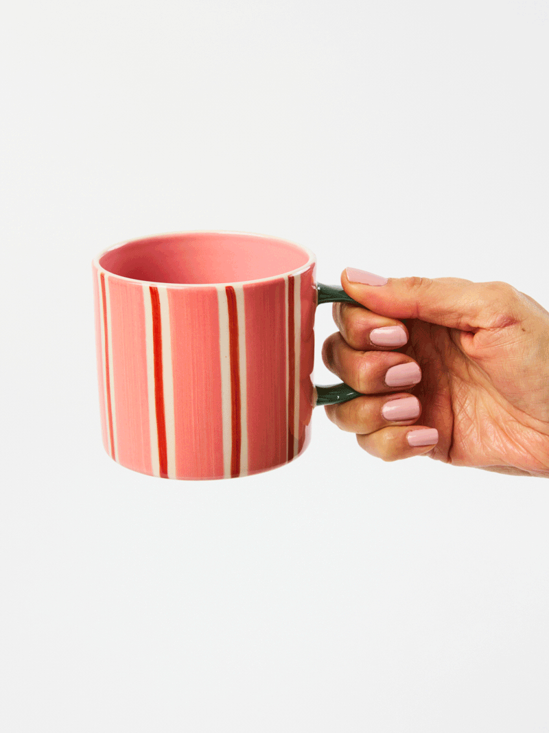 Bloomie Pink Stripe Mug by Jones & Co