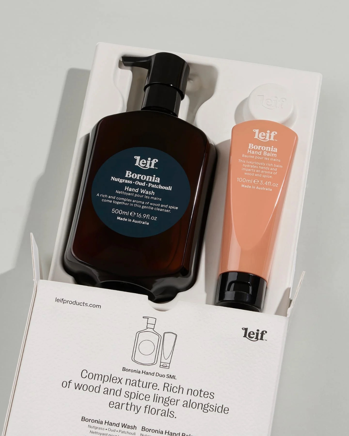 Boronia Hand Wash and Hand Balm Duo by Leif - Gift Boxed