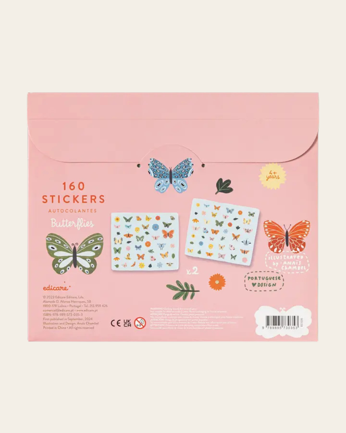 Butterflies - 160 Stickers by Edicare Editora