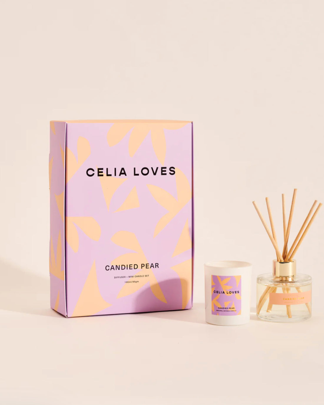 Celia Loves Diffuser + Mini Candle Set - Candied Pear