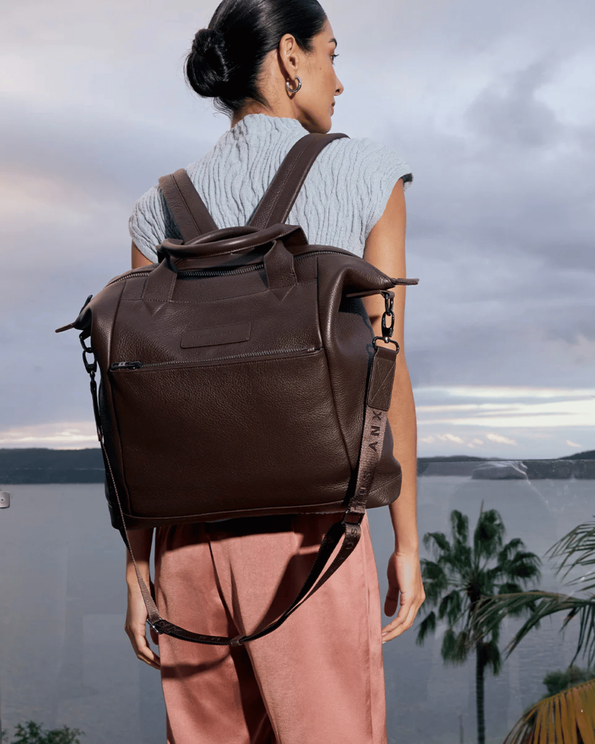 Status Anxiety - Comes in Waves Backpack / Leather Baby Bag - Cocoa