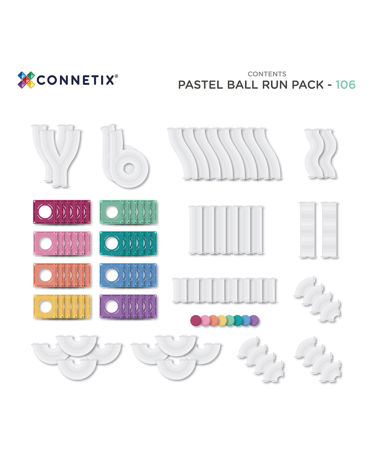 Connetix 106 Piece Pastel Ball Run Pack