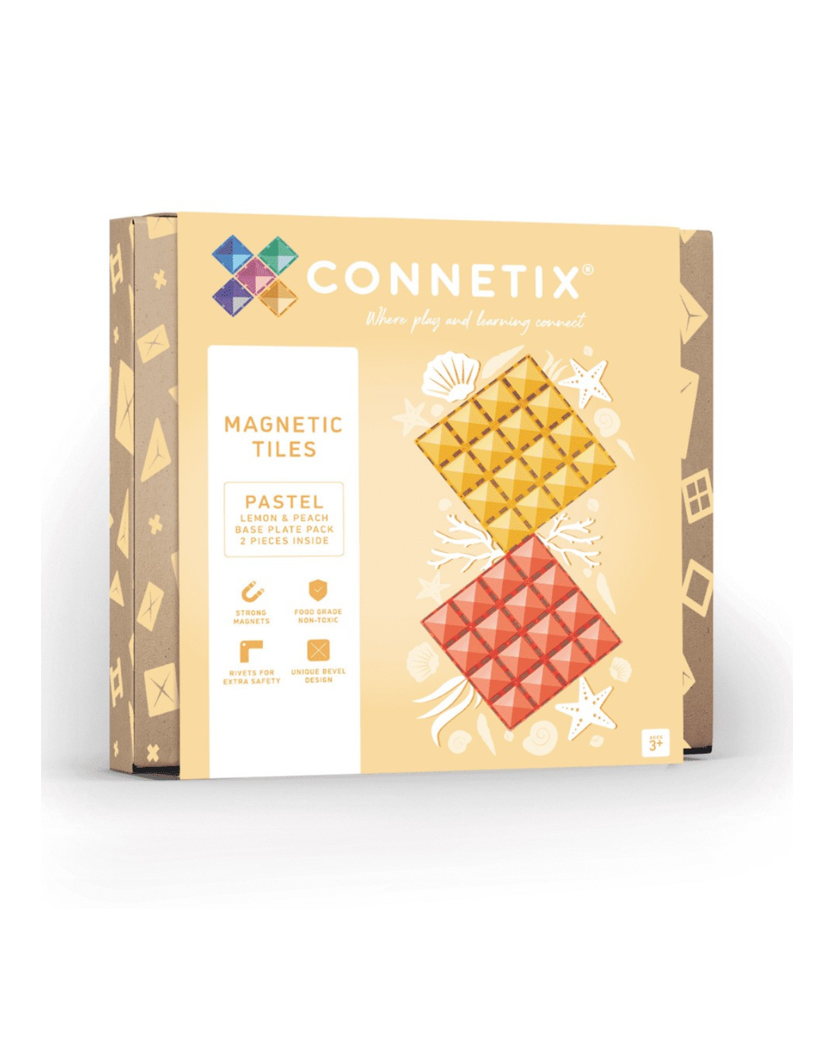 Connetix - Pastel Lemon & Peach Base Plate (2 pc)