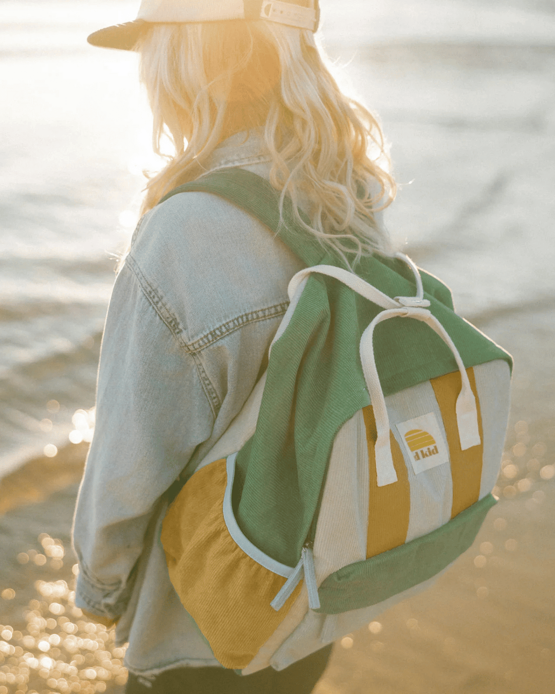 Corduroy Spliced Eco Kids Backpack - Lagoon by Banabae