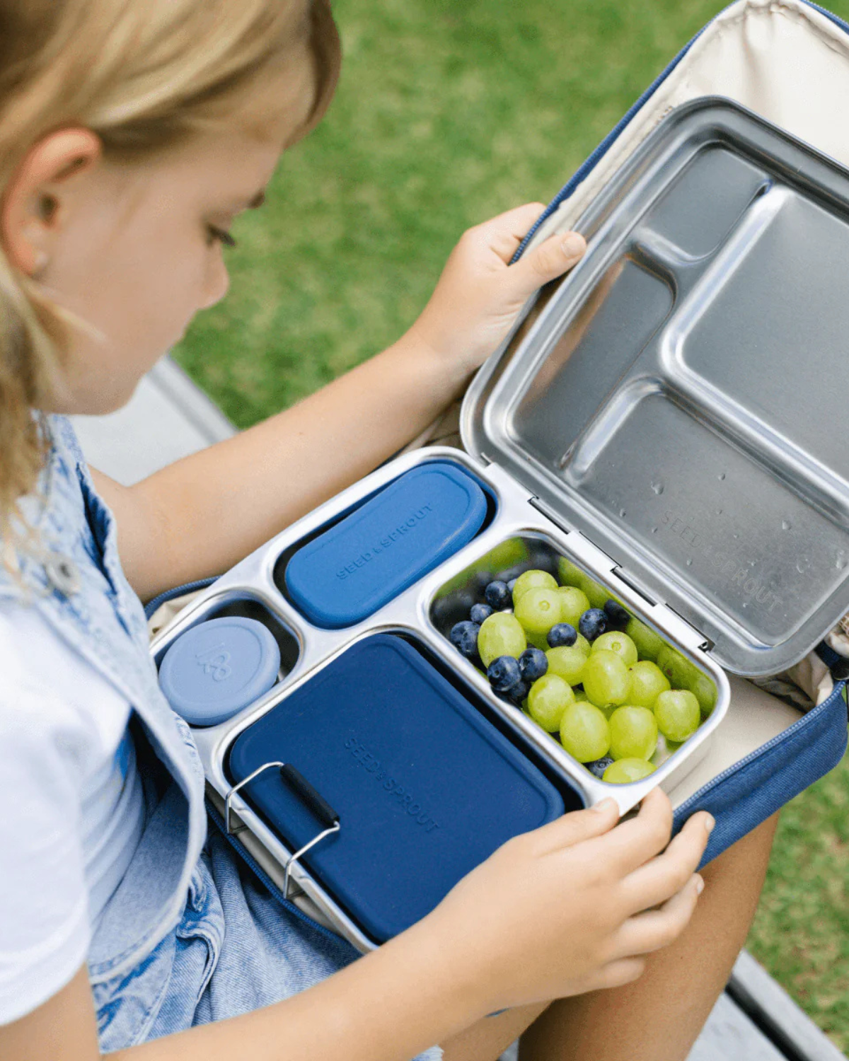 Seed & Sprout CrunchBox™ Lunch Box - 3 Pot Set Indigo