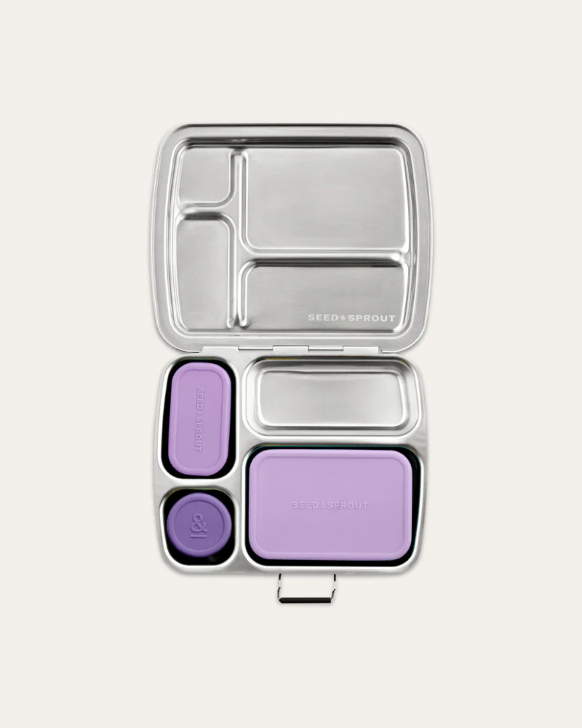 CrunchBox Lunchbox & Snack Bundle - 3 Pot Set (Plum + Peony)