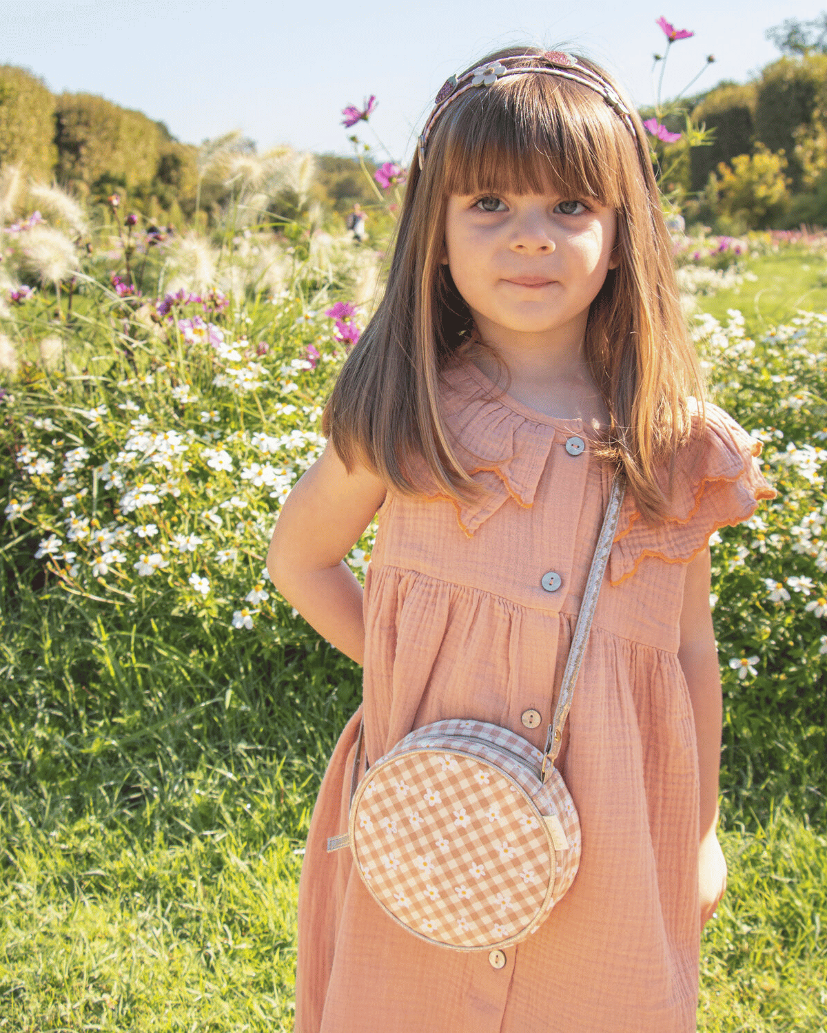 Daisy Gingham Round Bag Rockahula Kids