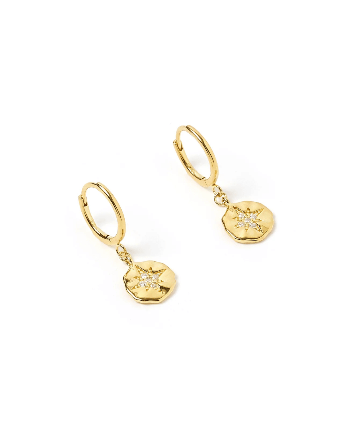 Estrella Gold & Zircon Hoop Huggies by Arms of Eve