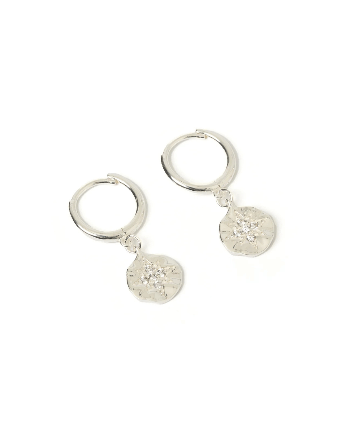 Estrella Silver & Zircon Hoop Huggies by Arms of Eve
