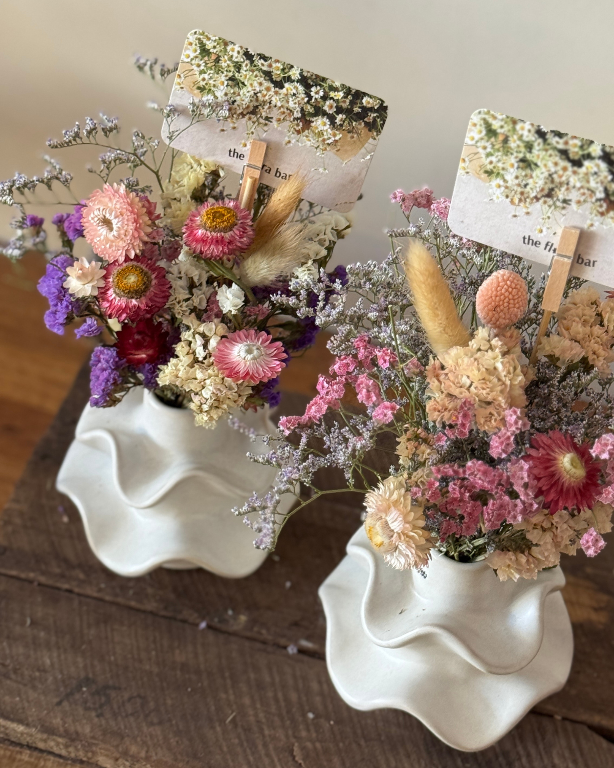 The Flora Bar Everlasting Vase ❘ Mini White Ruffle - Florist Muswellbrook Polly & Co