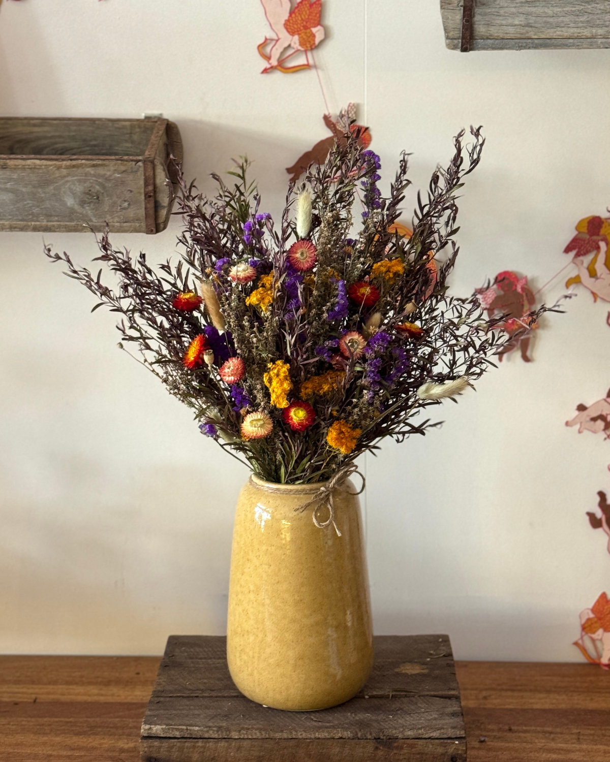 The Flora Bar Everlasting Vase ❘ Mustard Bloom - Muswellbrook Florist Polly & co