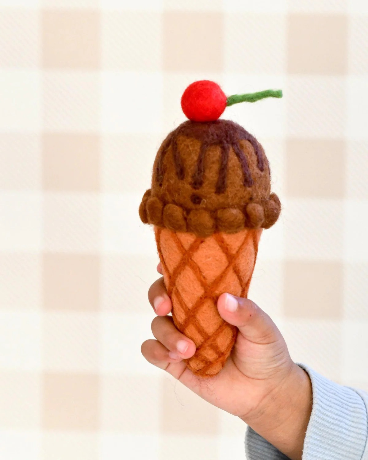 Felt Double Chocolate Ice Cream with Cherry by Tara Treasures