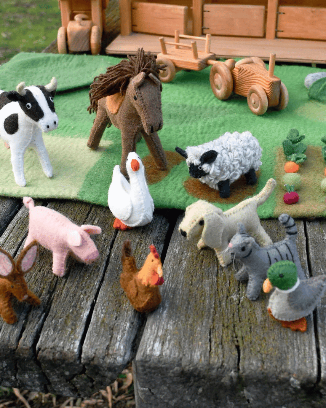Felt Farm Animals Toys Set (Set of 10 Toys) by Tara Treasures