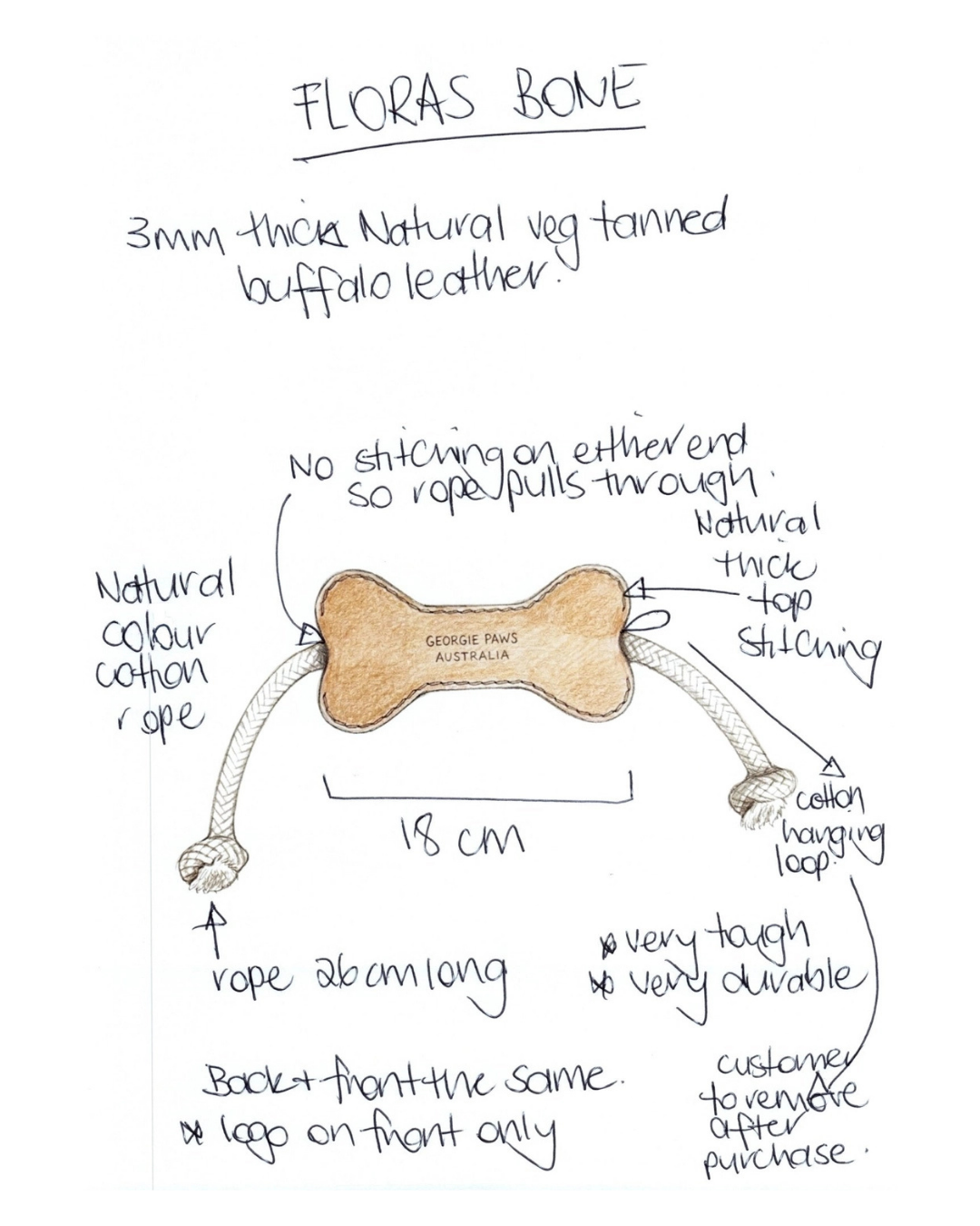 Flora Bone Toy - Natural by Georgie Paws