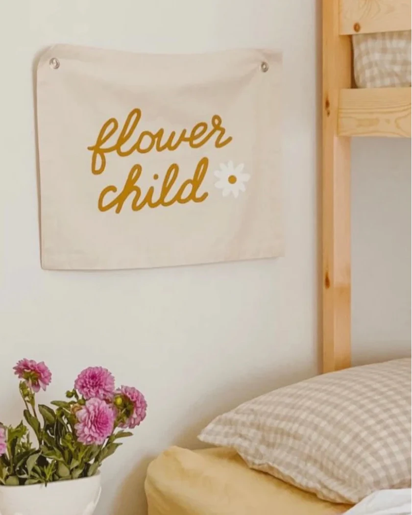 Imani Collective "Flower Child" Canvas Wall Banner. - Nursery Wall Art