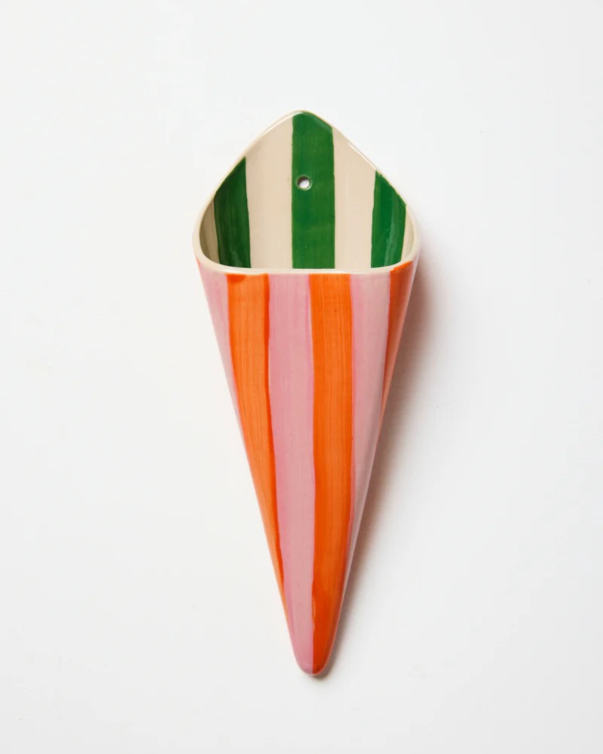 Folly Wall Vase Pink Stripe by Jones & Co