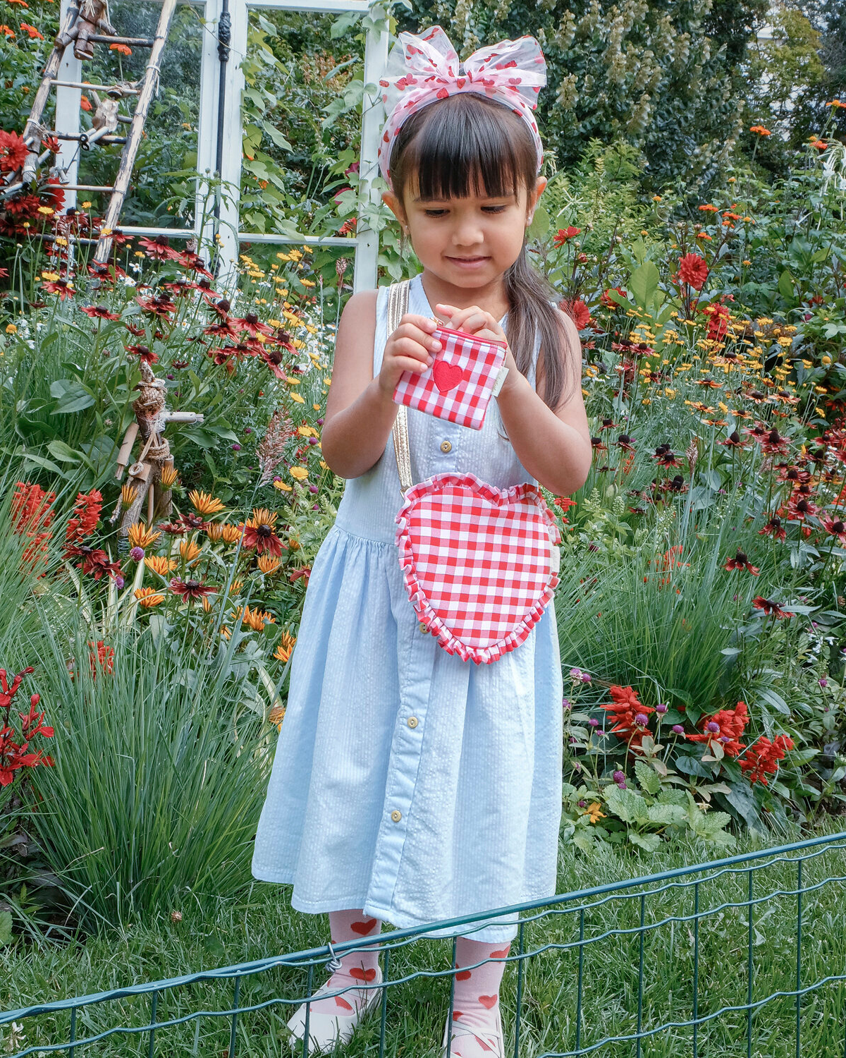 Gingham Ruffle Love Heart Bag by Rockahula Kids