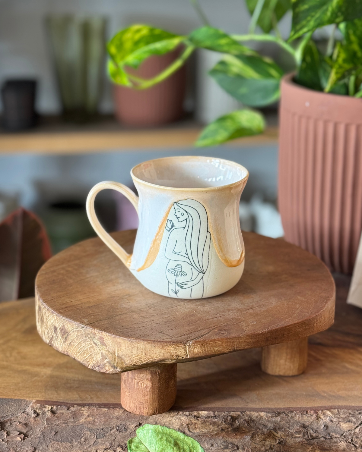 OAS Clay Creative Goddess Mama Mug - Orange