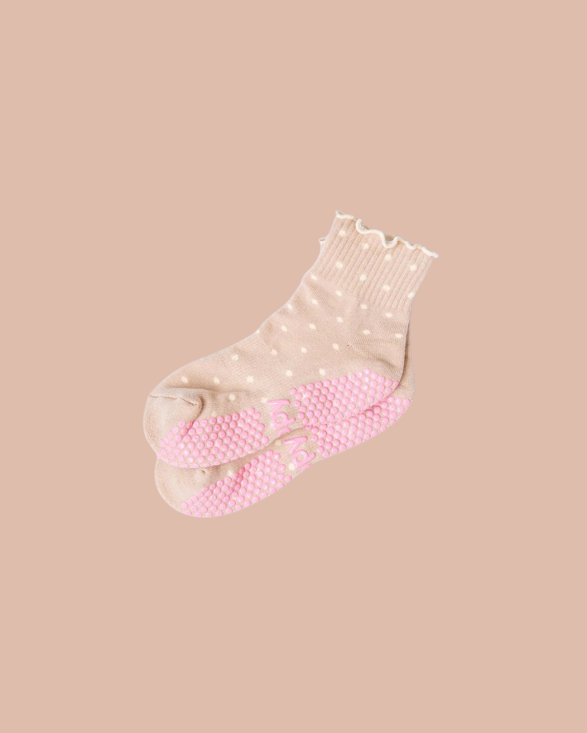 Beige Dotty Pilates Grip Socks