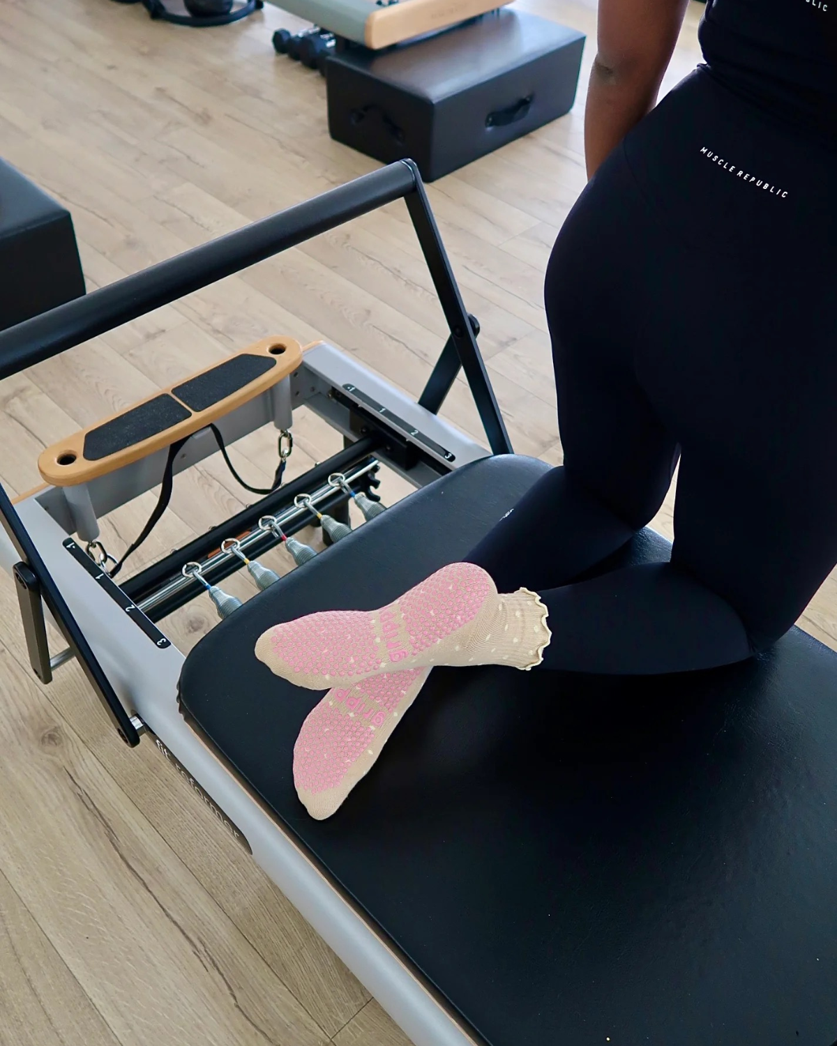 Beige Dotty Pilates Grip Socks