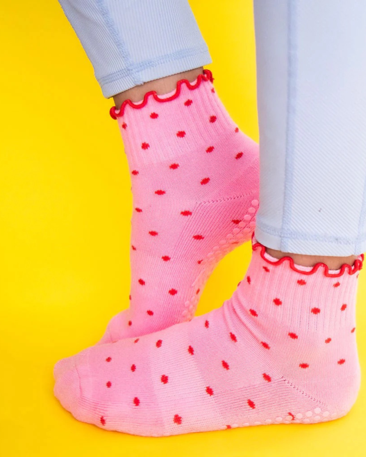 Pink + Red Dotty Grip Socks for Pilates