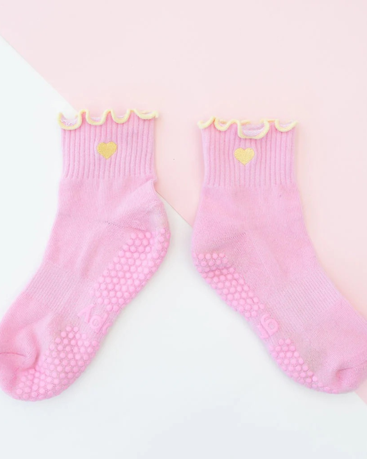 Pink + Yellow Frill Pilates Grippy Socks