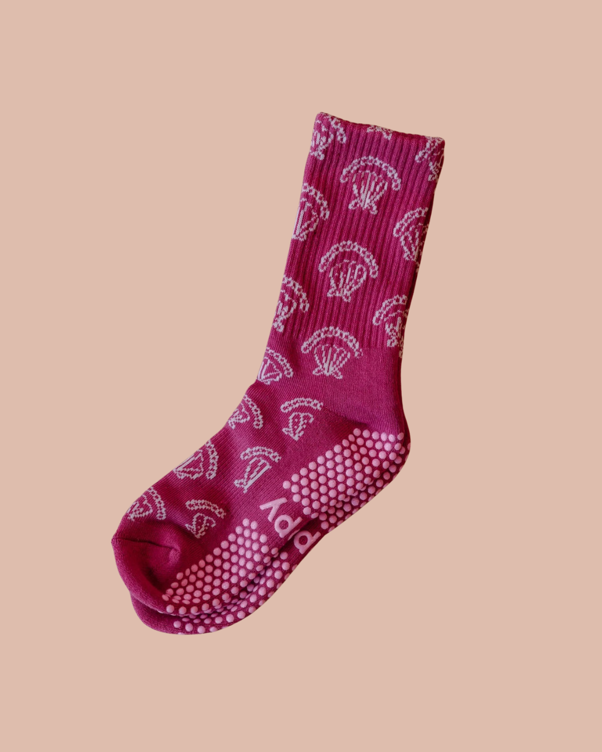 Scalloped Shells (Pink) Pilates Grip Socks - Grippy x Lulu Pawlik Collab