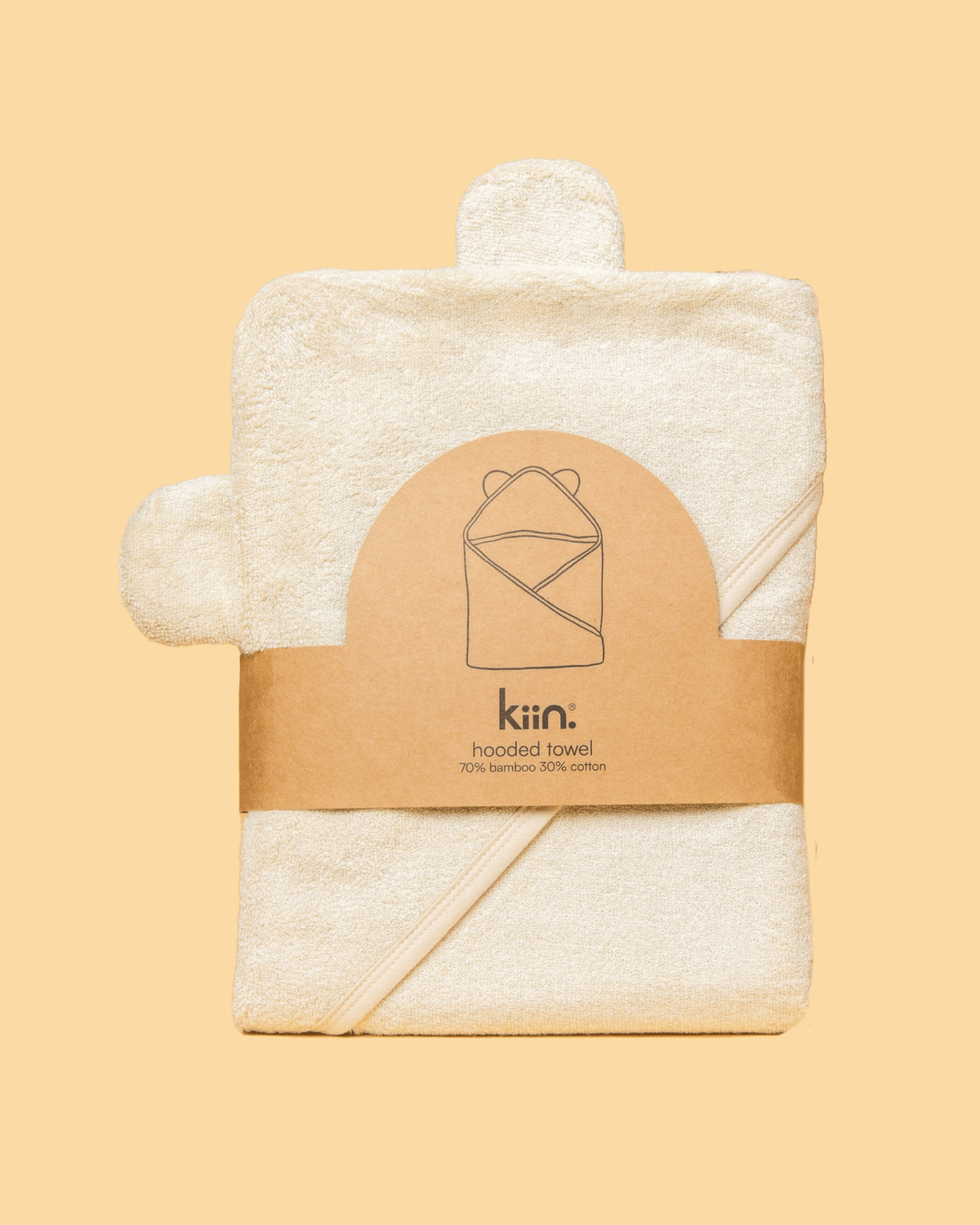 Hooded Baby Bath Towel in Ivory by Kiin