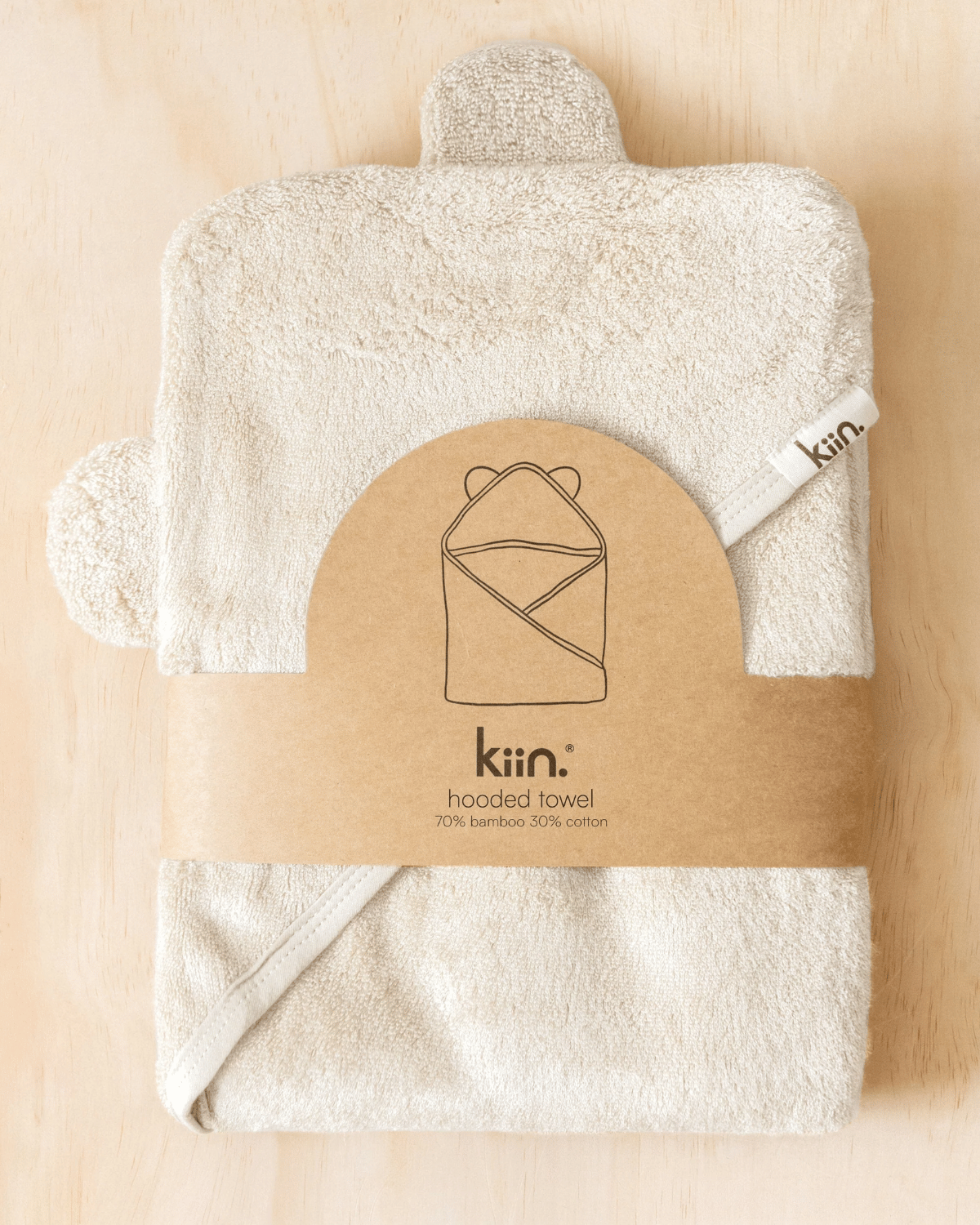 Hooded Baby Bath Towel in Ivory by Kiin