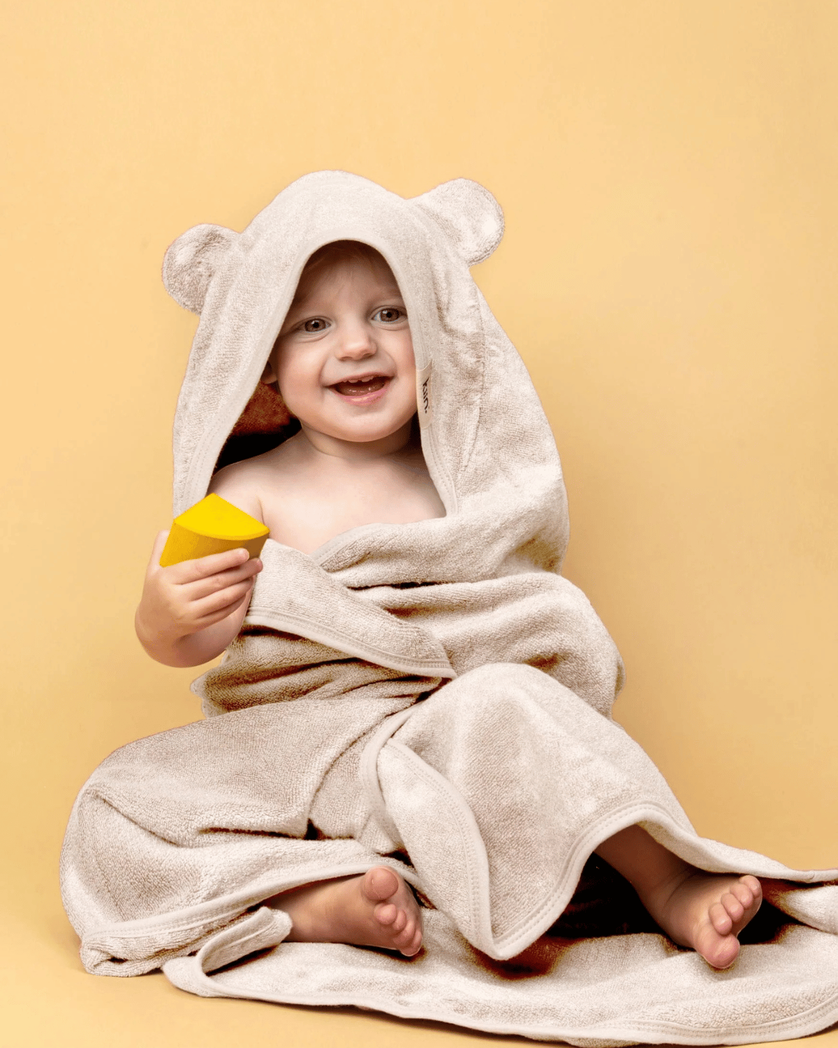 Hooded Baby Bath Towel in Ivory by Kiin