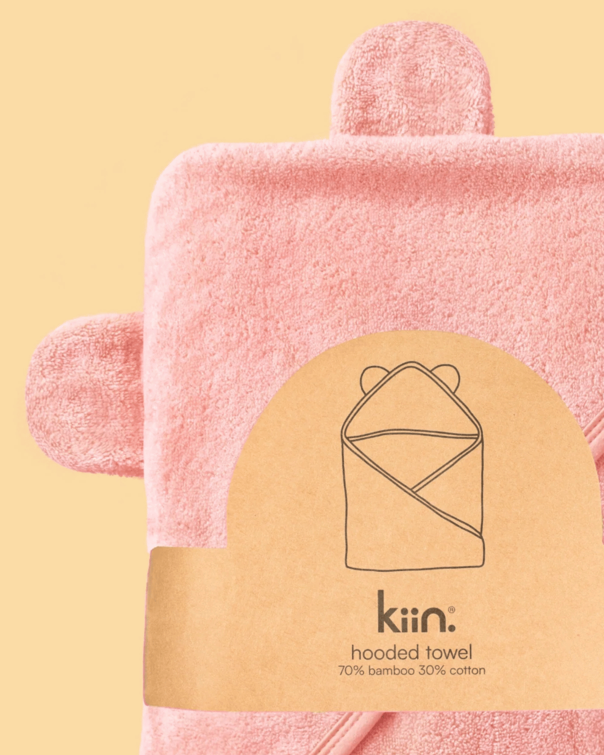 Hooded Baby Bath Towel in Peony by Kiin
