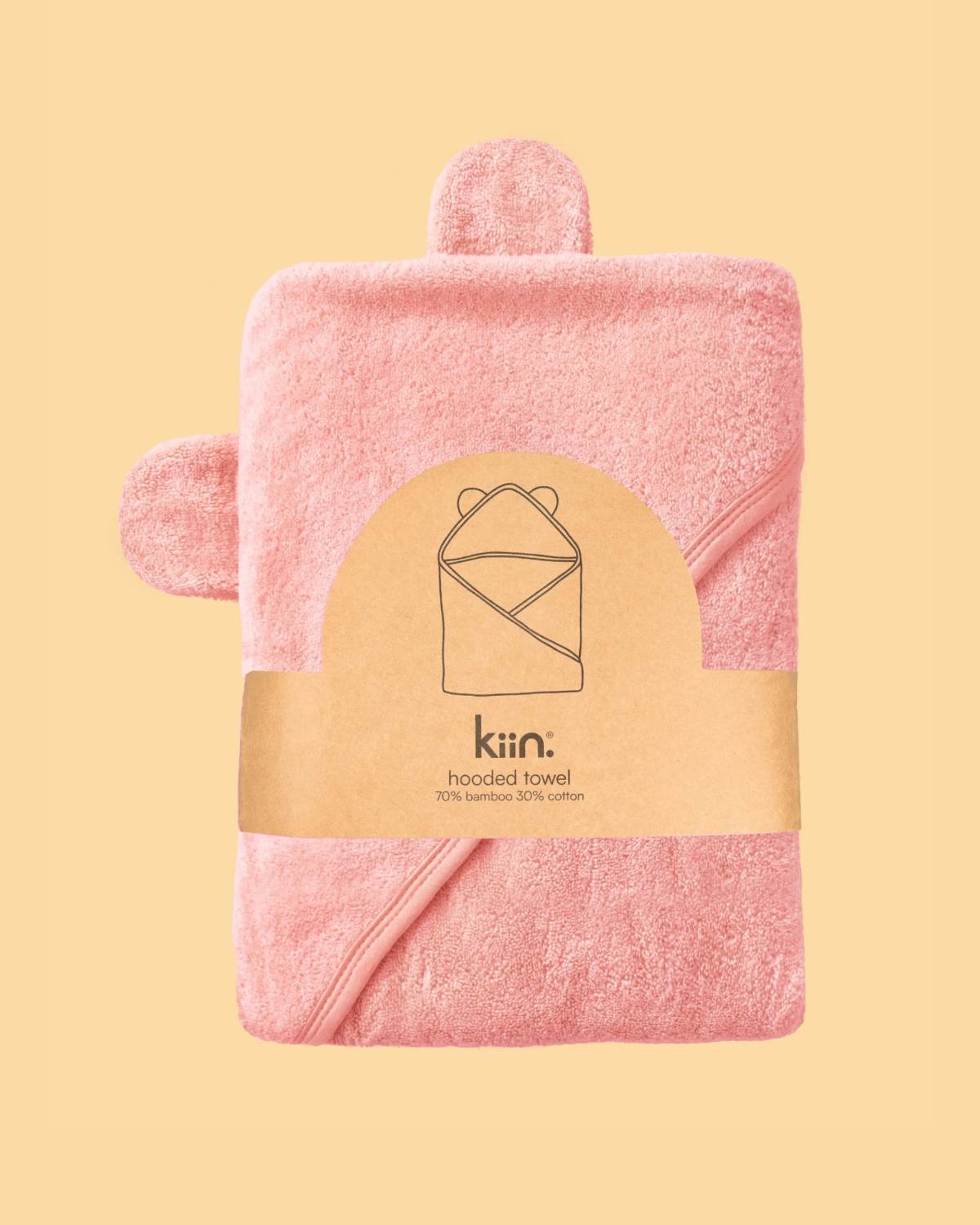 Hooded Baby Bath Towel in Peony by Kiin