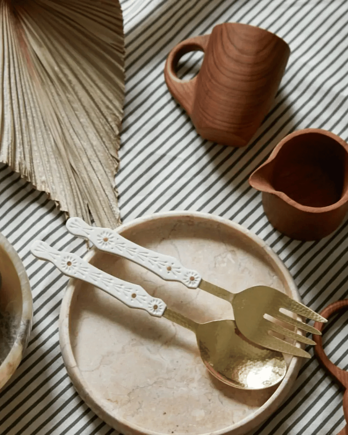 Hana Gold & Cream Resin Salad Servers by Inartisan