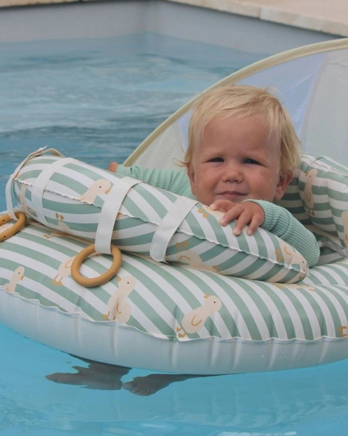 Interactive Baby Float Duck - Sage Stripe by SUNNYLiFE