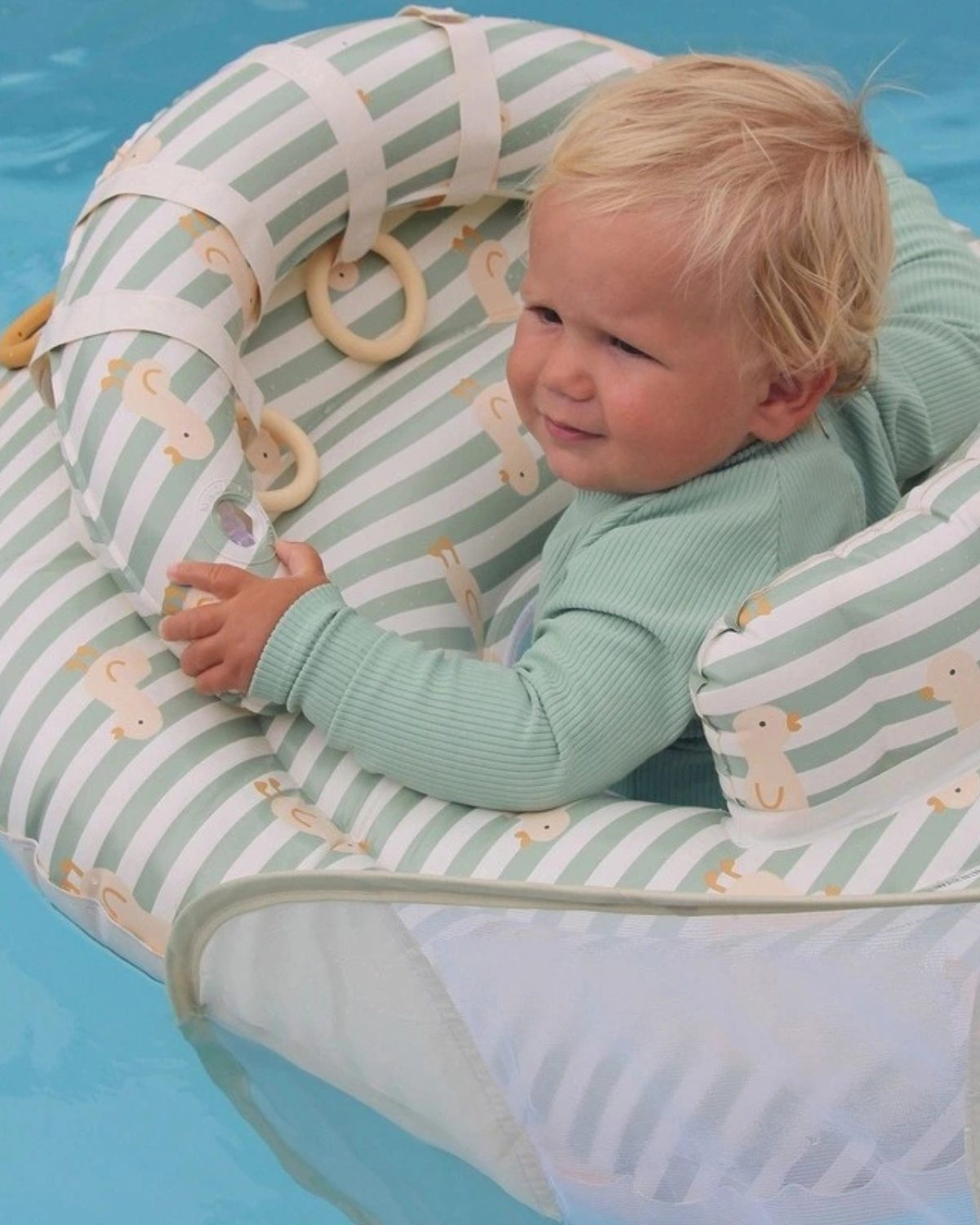 Interactive Baby Float Duck - Sage Stripe by SUNNYLiFE