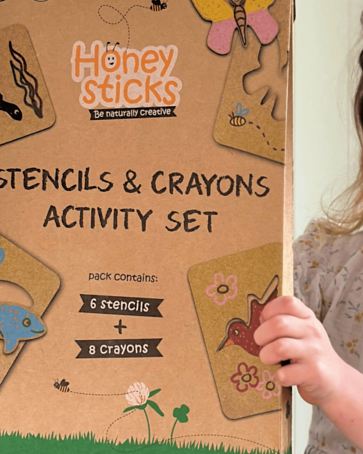 Jumbo Stencils and Beeswax Natural Crayons Activity Set by Honeysticks