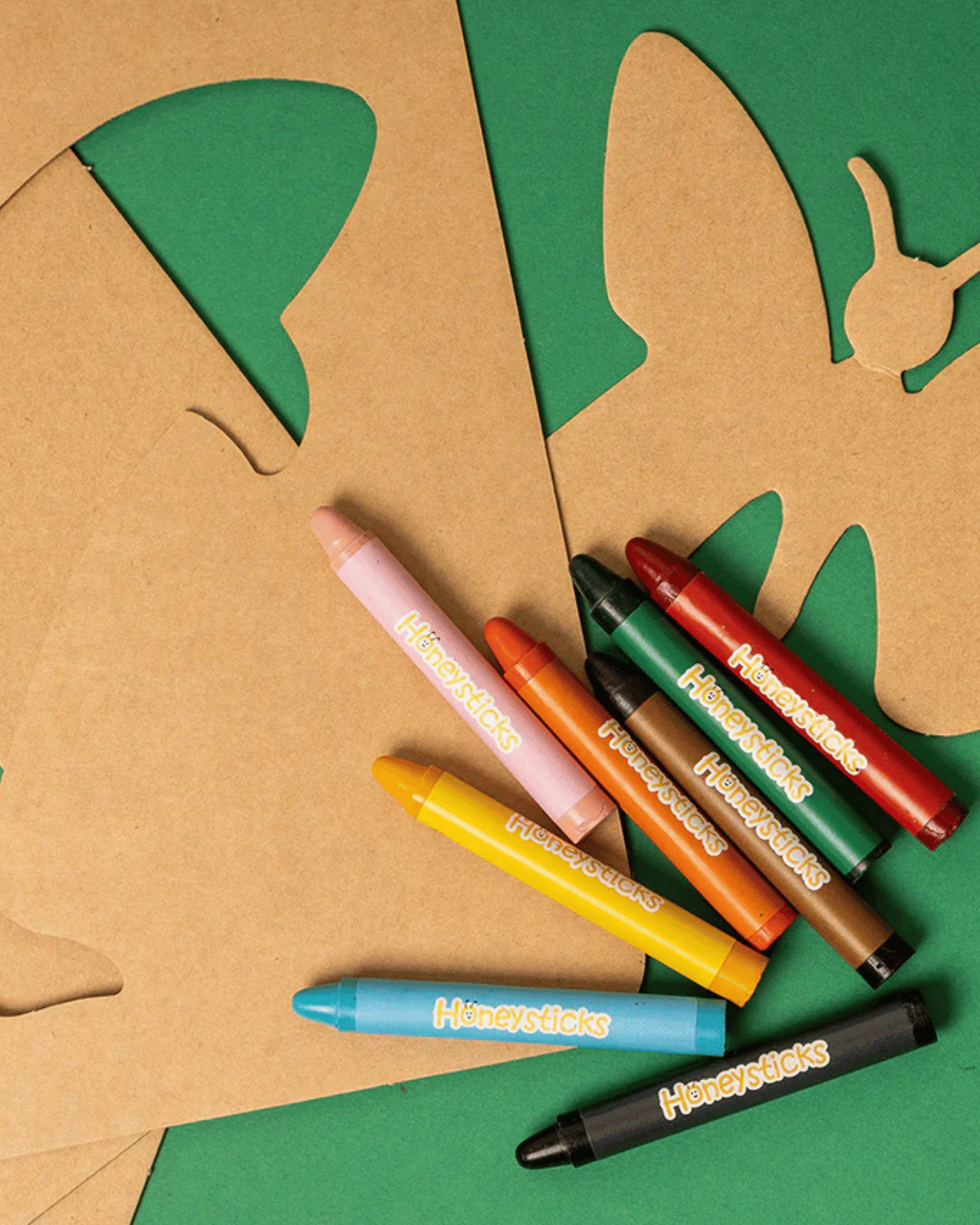 Jumbo Stencils and Beeswax Natural Crayons Activity Set by Honeysticks