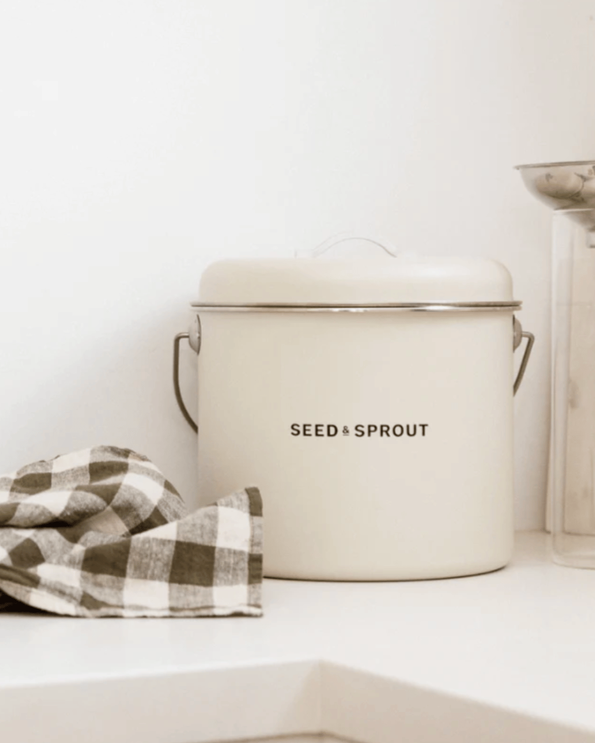 Seed & Sprout Kitchen Compost Bin - Mushroom White