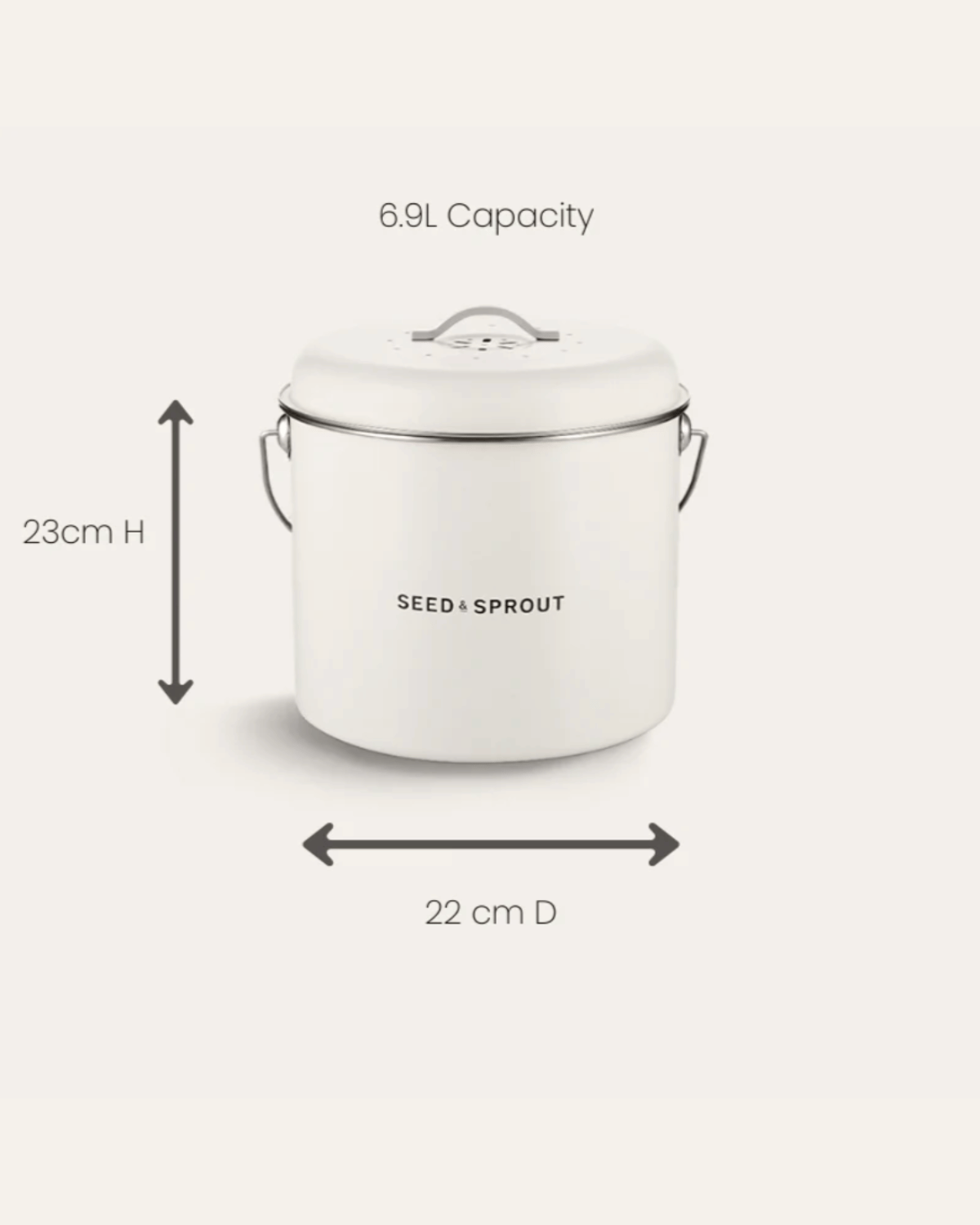 Seed & Sprout Kitchen Compost Bin - Mushroom White
