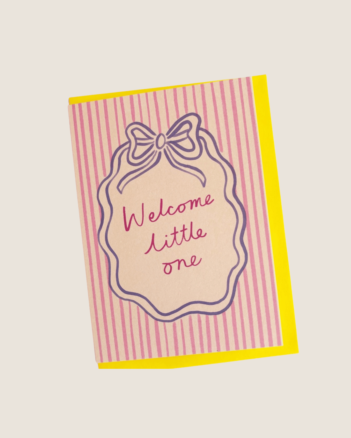 Greeting Card - Welcome Little One Regency Bow Border