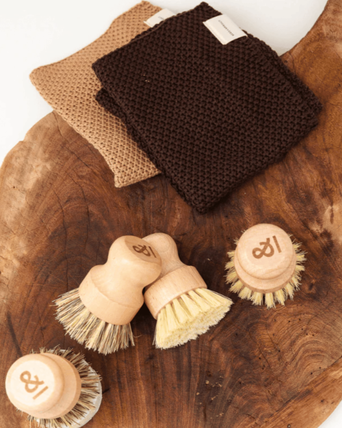 Seed & Sprout Knitted Dishcloths - Praline & Cocoa