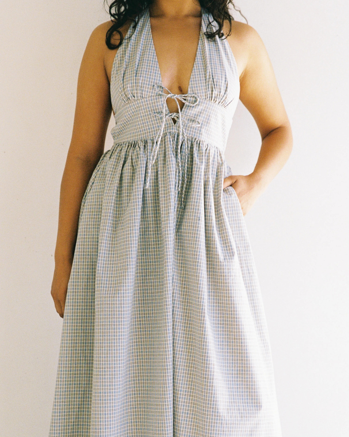 Lily Midi Dress - Blue Check by Juni
