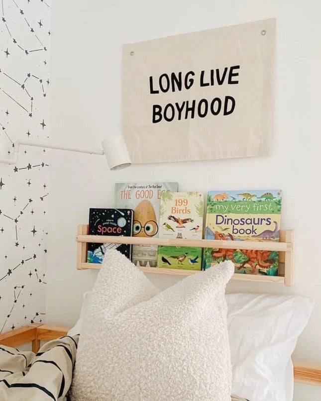 Imani Collective "Long Live Boyhood" Canvas Wall Banner - Quote Wall Banner for Kids Bedroom or Nursery Decor