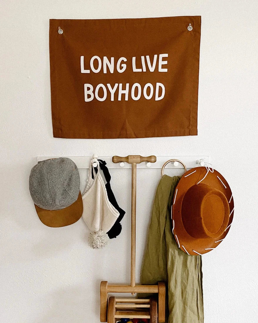 Imani Collective "Long Live Boyhood" Canvas Wall Banner - Quote Wall Art for Kids Bedroom or Nursery